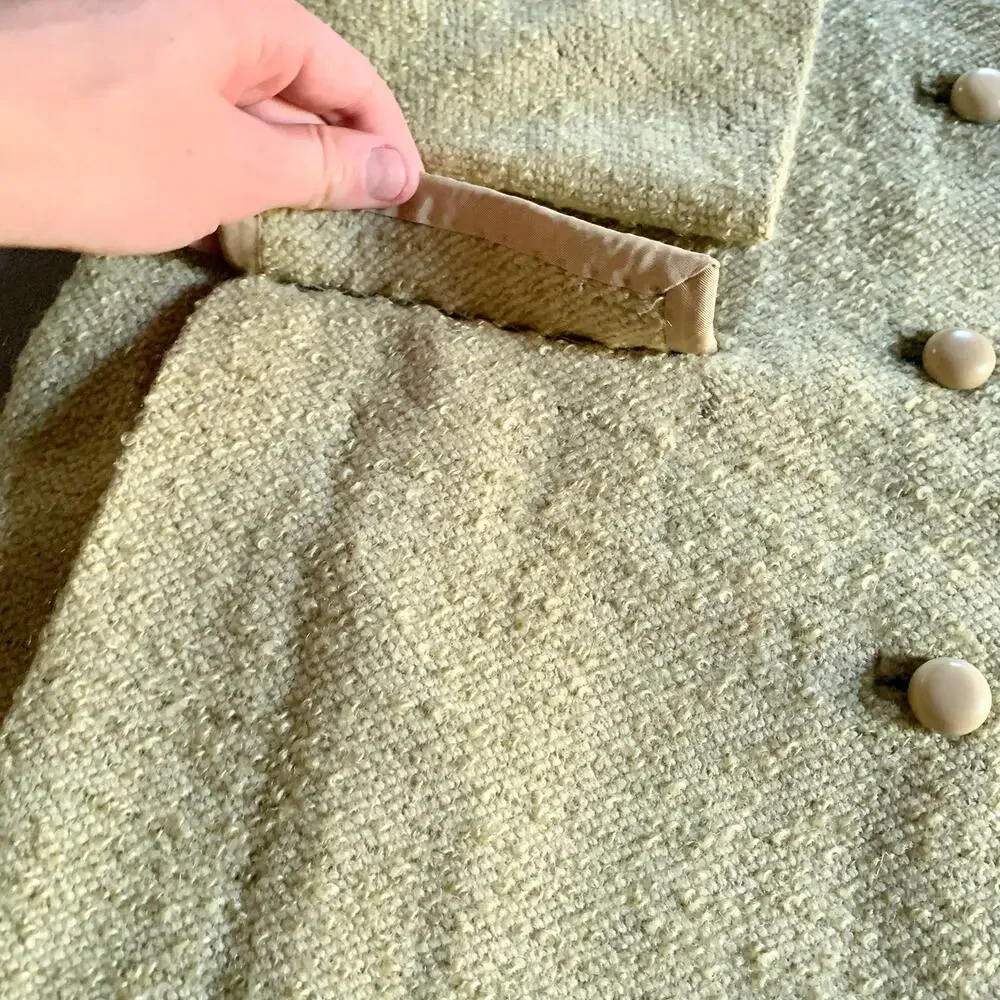 Vtg 1960s Sycamore Wool Coat Soft Green Mid Century Modern - Picture 4 of 11